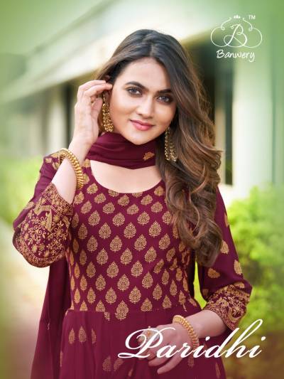 Paridhi By Banwery Foil Printed Summer Wear Gown With Dupatta Collection